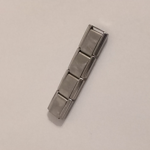 4 Silver Blank Italian Link Stainless Steel Charm for Nomination Style Bracelet - Picture 2 of 4